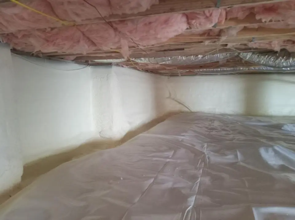 Crawl space encapsulation with closed-cell spray foam for Spray Foam Roofing in Hugo